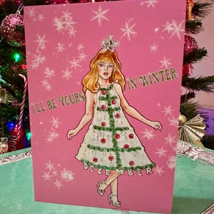 Grease 2 Girl for all Seasons Winter Stephanie Zinone Pink Ladies Christmas art card