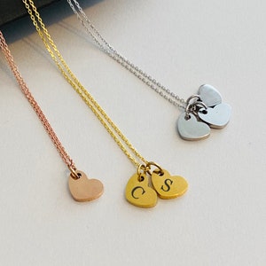 Personalized Tiny Heart Necklace Engraved Heart Necklace Initial Necklace Customized Necklace Pendant Customized gifts for her