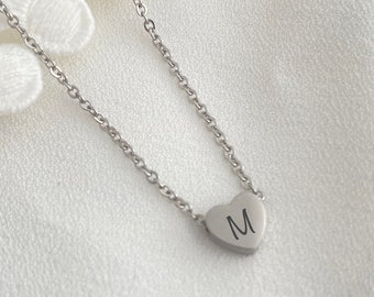 Engraved Personalized Heart Pendant Necklace Engraved Heart Necklace Initial Necklace Customized Necklace Pendant Customized Gift for her