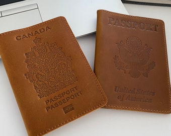 Personalized Engraved Genuine Leather Passport Holder Cover Canada USA Personalized Leather Passport Wallet Travel Wallet Customized Gifts