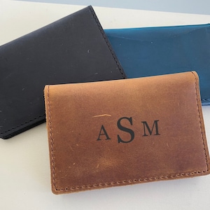 Personalized Slim Genuine Leather Wallet Engraved Leather Wallet Personalized Leather Wallet for him Customized Card Holder Men's Wallet