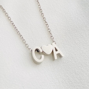 Personalized Heart Initial Necklace Heart Pendant Letter Necklace Customized Necklace Pendant Stainless Steel Customized gifts for her