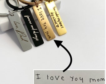 Custom Handwriting Keychain Actual Handwriting Keychain Signature Keychain Gift from Kids Engraved Keepsake Kids drawing Gift for her him