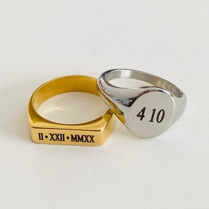 Stainless Steel Signet Ring Women's Men's Engraved Signet Ring Engraved Ring Custom Gift for her him Personalized Signet Ring Engraved Gift