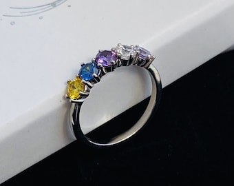 Pierre de naissance, bague de famille, pierre de naissance personnalisée, bague multi-pierres, cadeau pour maman, grand-mère, cadeau d'anniversaire, cadeau pour elle