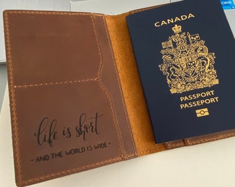 Porte-passeport personnalisé en cuir véritable, porte-passeport gravé, couverture de passeport en cuir personnalisée, portefeuille de voyage, cadeaux personnalisés