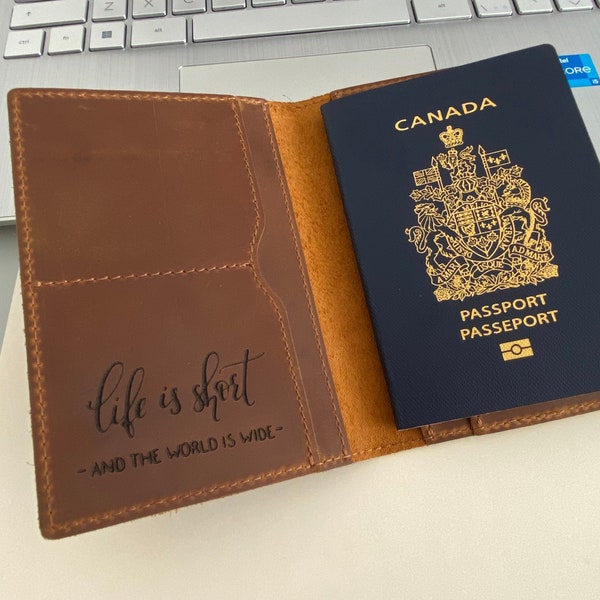 Porte-passeport personnalisé en cuir véritable, porte-passeport gravé, couverture de passeport en cuir personnalisée, portefeuille de voyage, cadeaux personnalisés