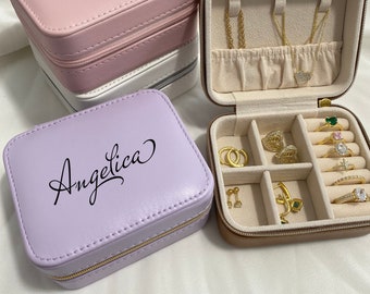 Personalized Jewelry Box Jewellery Box Custom Jewelry Case Travel Jewelry Box Bridesmaid gifts Handmade Mother's Day Gifts