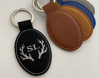 Monogram Keychain Personalized Initial Keychain Leatherette Engraved Keychain Gift Customized Gift Handmade Gift for her Gift for him