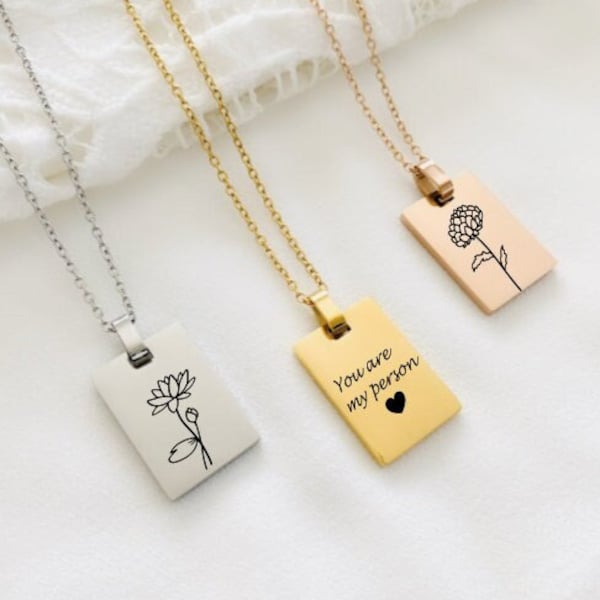 Engraved Pendant Personalized Necklace Engraved Pendant Necklace Inscribed Necklace Customized Necklace Customized Gift for Her Gift for him