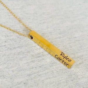 Vertical Bar Engraved Personalized Necklace Engraved Bar Necklace Inscribed Necklace Customized Necklace Customized Gift for Her / Him