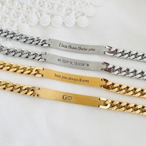 Personalized Men's Bracelet Engraved Bracelet for Men Curb Chain Bracelet Stainless Steel Custom Gift Engraved Bracelet for him bild 4