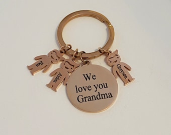 Family Keychain Children Keychain Personalized Keychain Handmade Engraved Keychain Customized Gift for Mom Gift for Dad Gift for Grandma