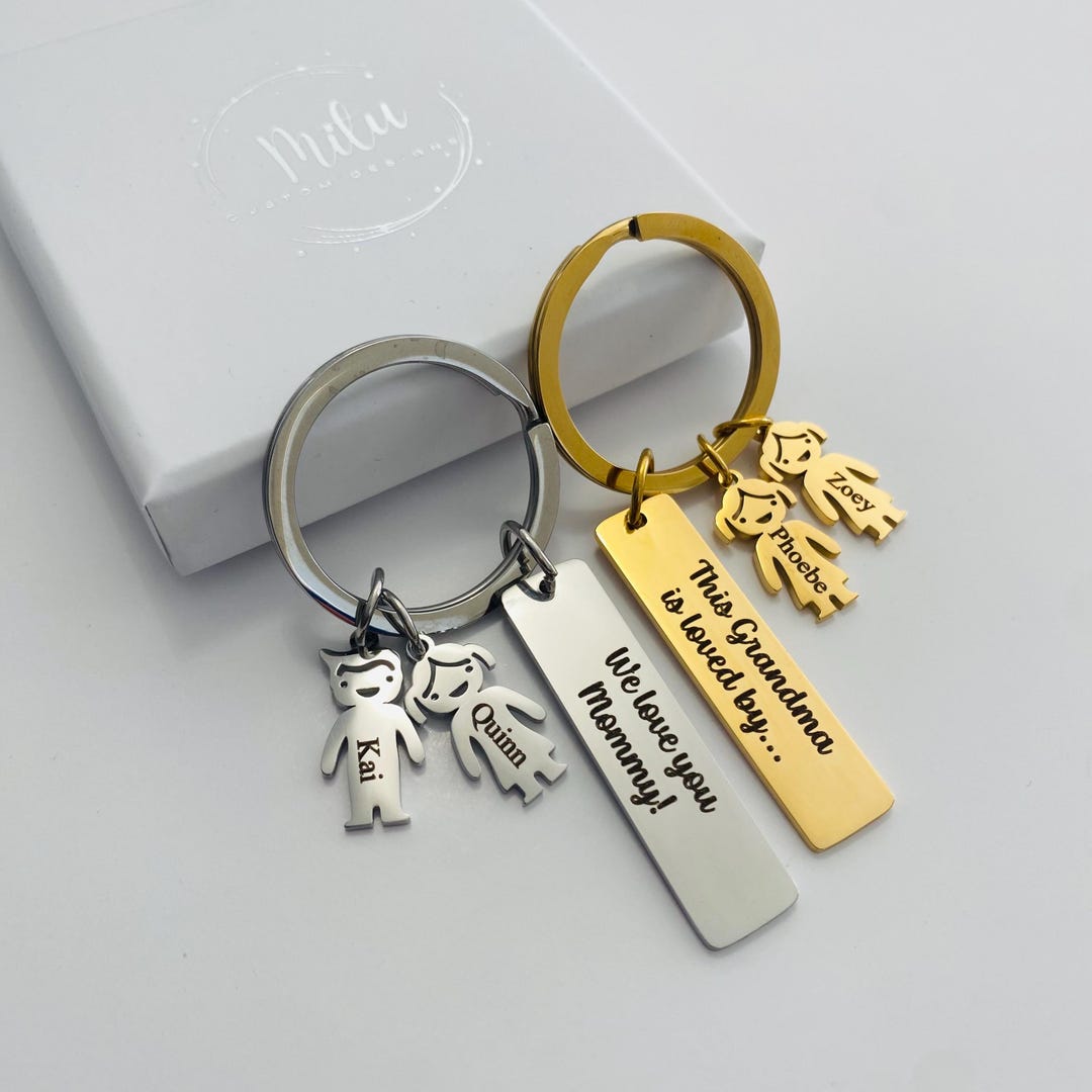 Family Children Keychain Personalized Handmade Engraved Keychain ...