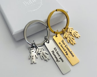 Family Children Keychain Personalized Handmade Engraved Keychain Customized Gift for Mom Gift for Dad Gift for Grandparent