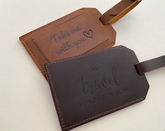 Personalized Genuine Leather Luggage Tag Engraved Luggage Tags Personalized Leather Baggage Tags Custom Gifts for her him Wedding Favors