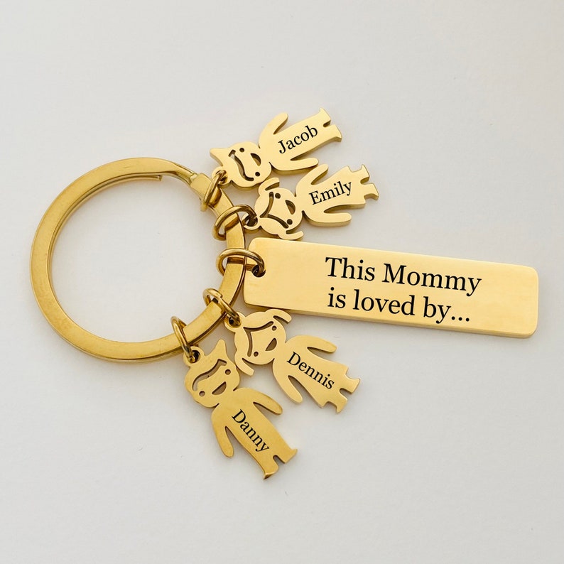 Family Keychain Children Keychain Personalized Keychain Handmade Engraved Keychain Customized Gift for Mom Gift for Dad Gift for Grandma image 3