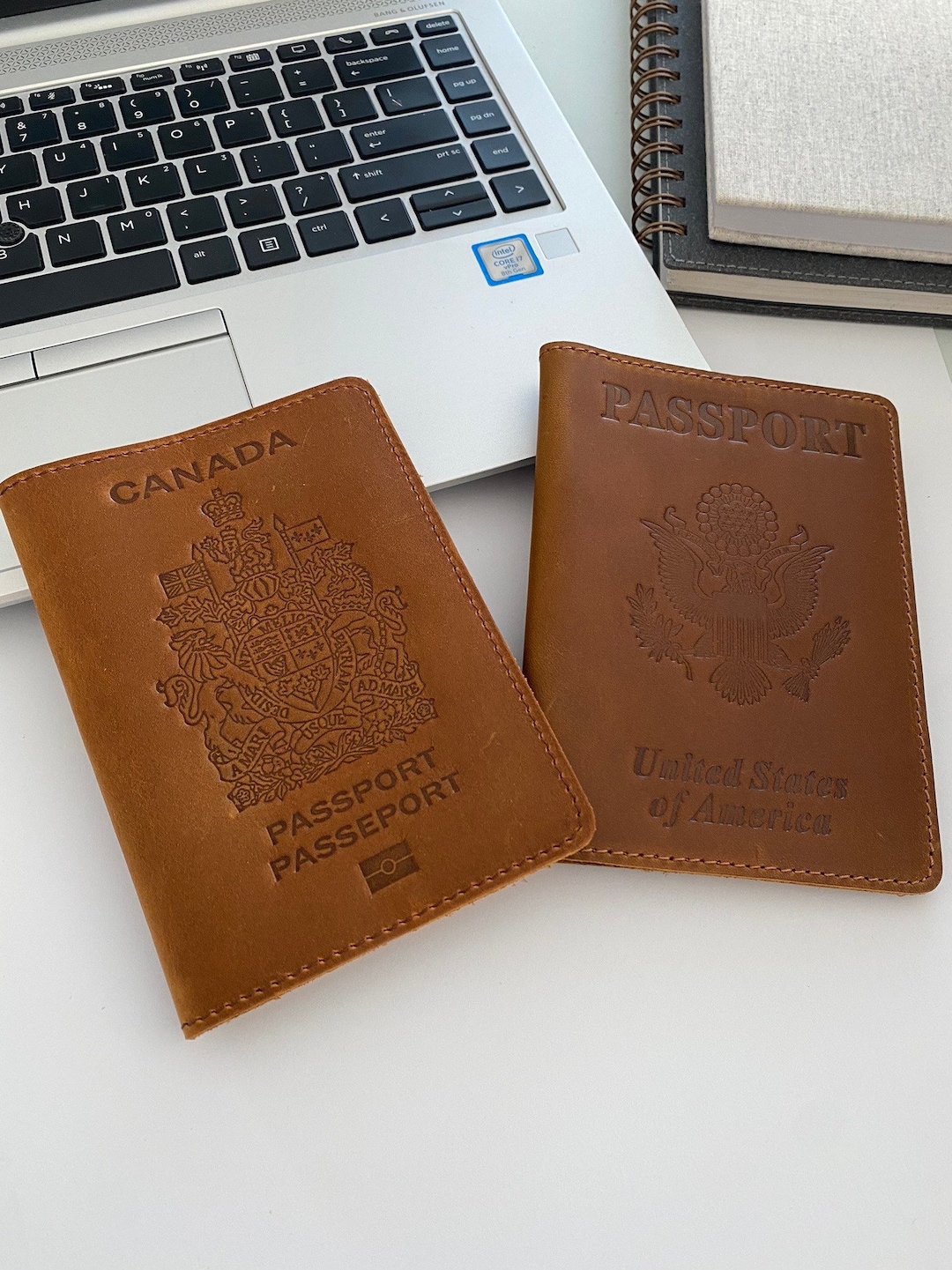Personalized Engraved Genuine Leather Passport Holder Cover Canada USA Personalized Leather