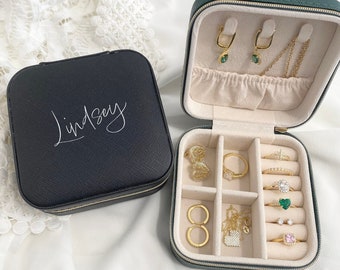 Personalized Jewelry Box Jewellery Box Custom Jewelry Case Travel Jewelry Box Bridesmaid gifts Handmade Mother's Day Gifts