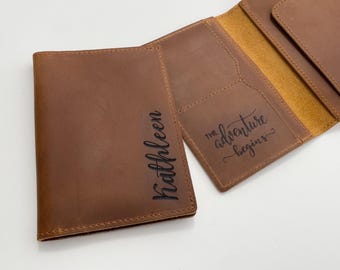 Personalized Genuine Leather Passport Holder Engraved Passport Wallet Personalized Leather Passport Cover Travel Wallet Customized Gifts