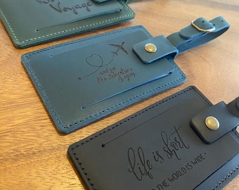 Étiquette à bagage personnalisée en cuir véritable Étiquettes à bagage gravées Étiquettes à bagage personnalisées en cuir Cadeaux personnalisés pour elle lui Cadeaux de mariage