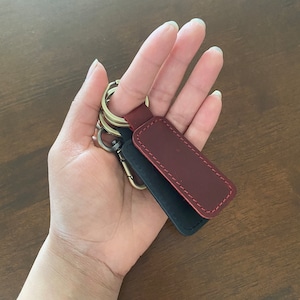 Personalized Leather Keychain Customized Leather Keychain Genuine Leather Key Chain Engraved Keychain Key Tag Gift for her Gift for him image 9