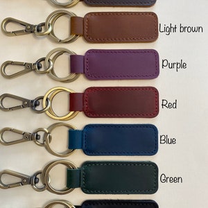 Personalized Leather Keychain Customized Leather Keychain Genuine Leather Key Chain Engraved Keychain Key Tag Gift for her Gift for him image 2