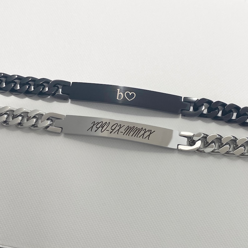 Personalized Men's Bracelet Engraved Bracelet for Men Curb Chain Bracelet Stainless Steel Custom Gift Engraved Bracelet for him bild 3