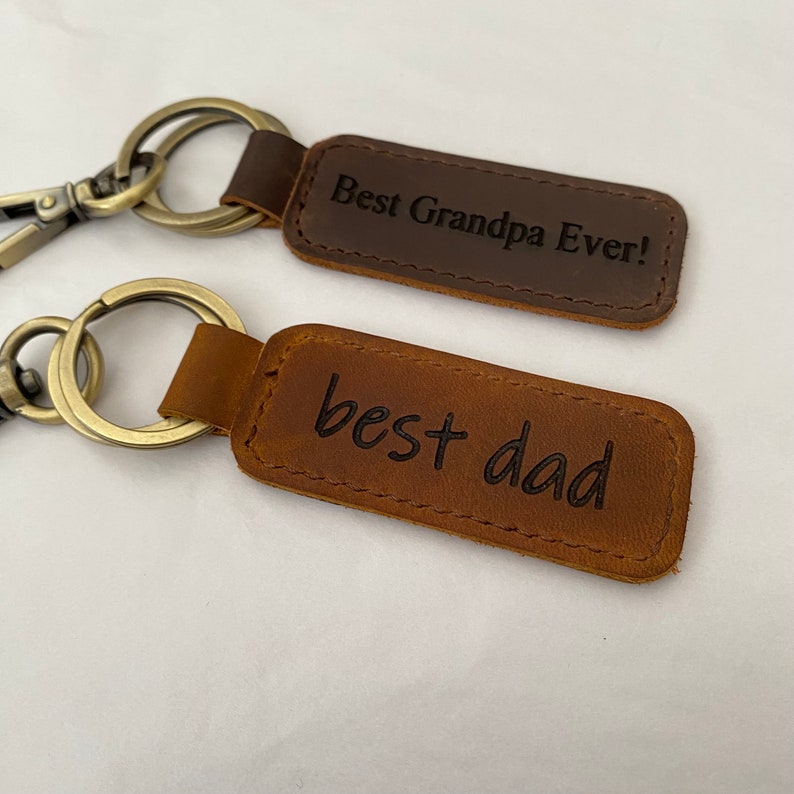 Personalized Leather Keychain Customized Leather Keychain Genuine Leather Key Chain Engraved Keychain Key Tag Gift for her Gift for him image 4