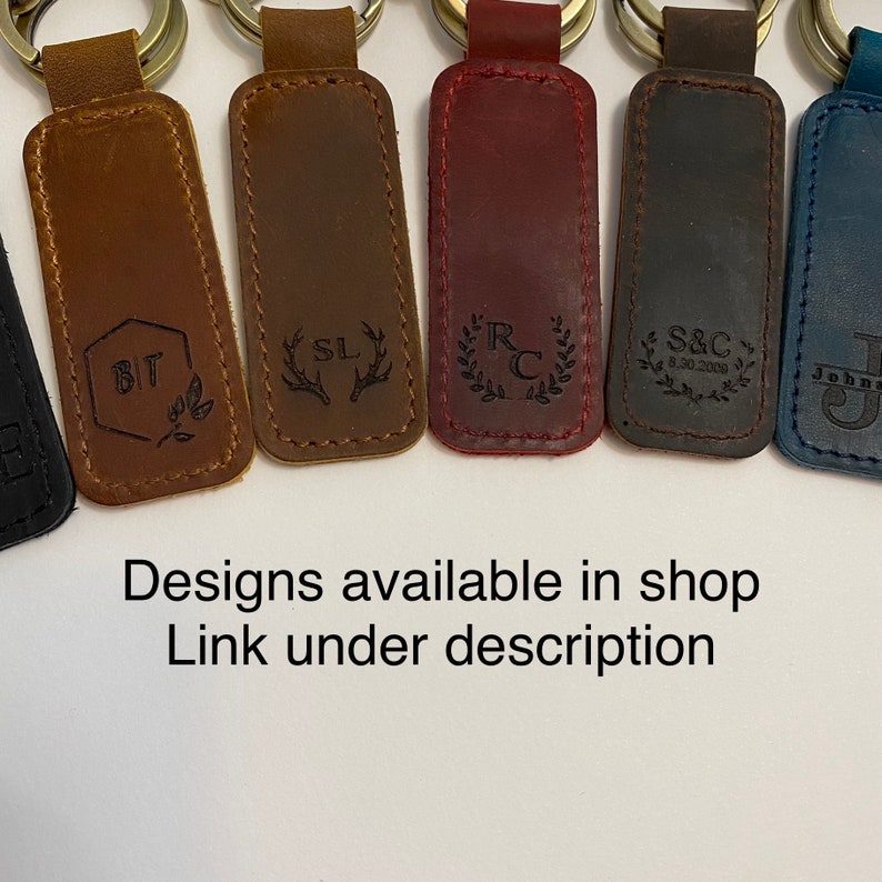 Personalized Leather Keychain Customized Leather Keychain Genuine Leather Key Chain Engraved Keychain Key Tag Gift for her Gift for him image 10