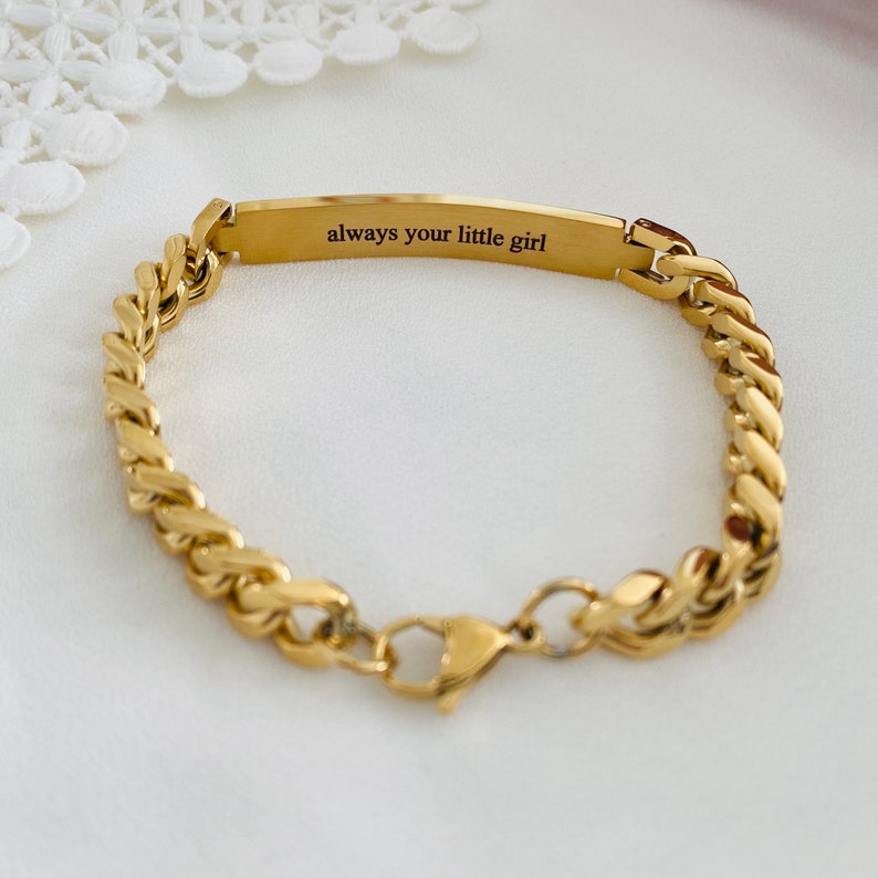 Personalized Men's Bracelet Engraved Bracelet for Men Curb Chain Bracelet Stainless Steel Custom Gift Engraved Bracelet for him bild 8