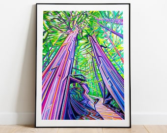Giant Cedar Tree Art Print: Vancouver Rainforest Painting