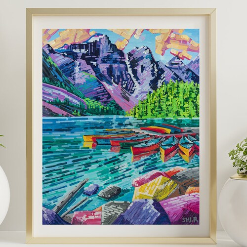 Banff Mountain Wall Art Canadian Landscape Painting Print Etsy