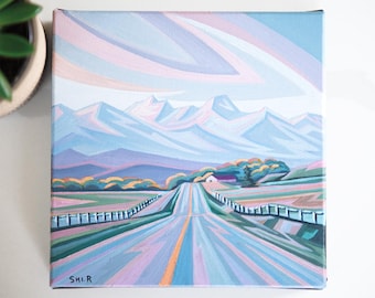 Alberta Foothills Print | Rural Highway Landscape Art | Canadian Rockies Wall Decor | Prairie Mountain View | Alberta Skies