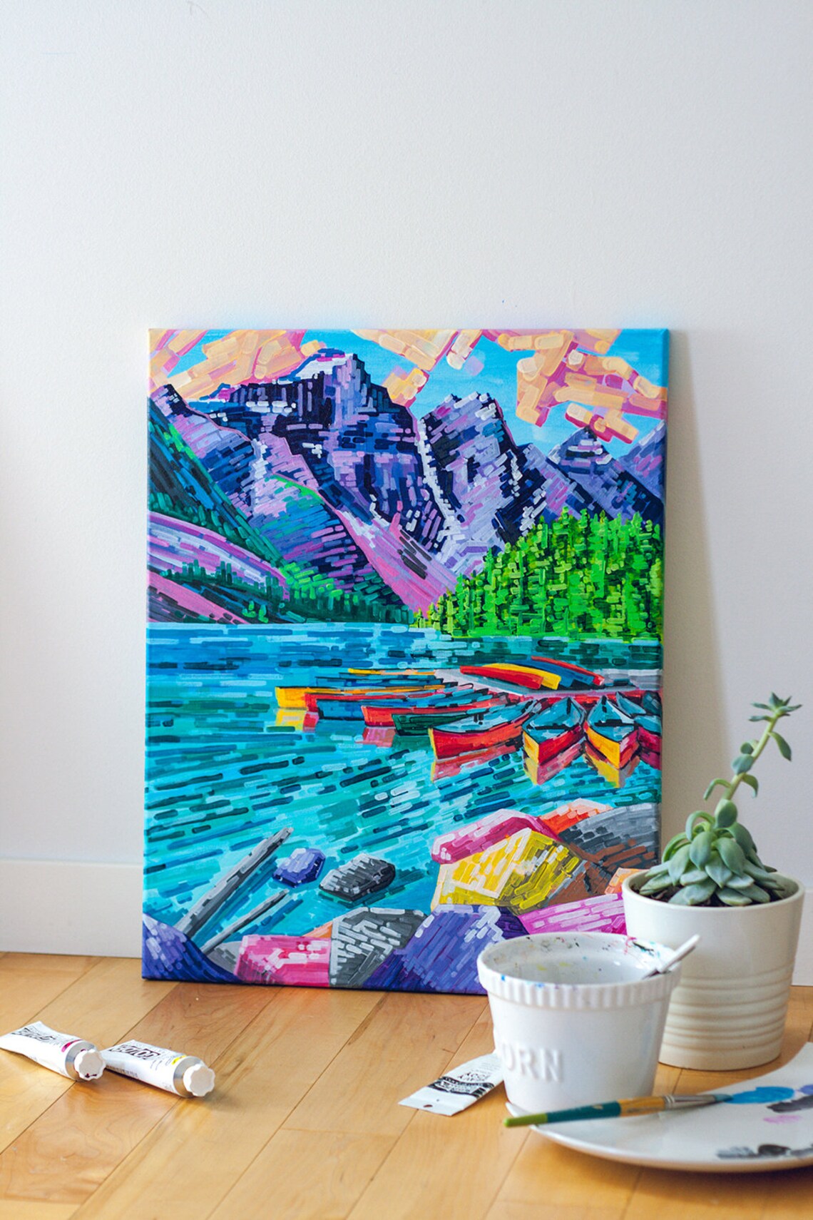 Banff Mountain Wall Art Canadian Landscape Painting Print Etsy