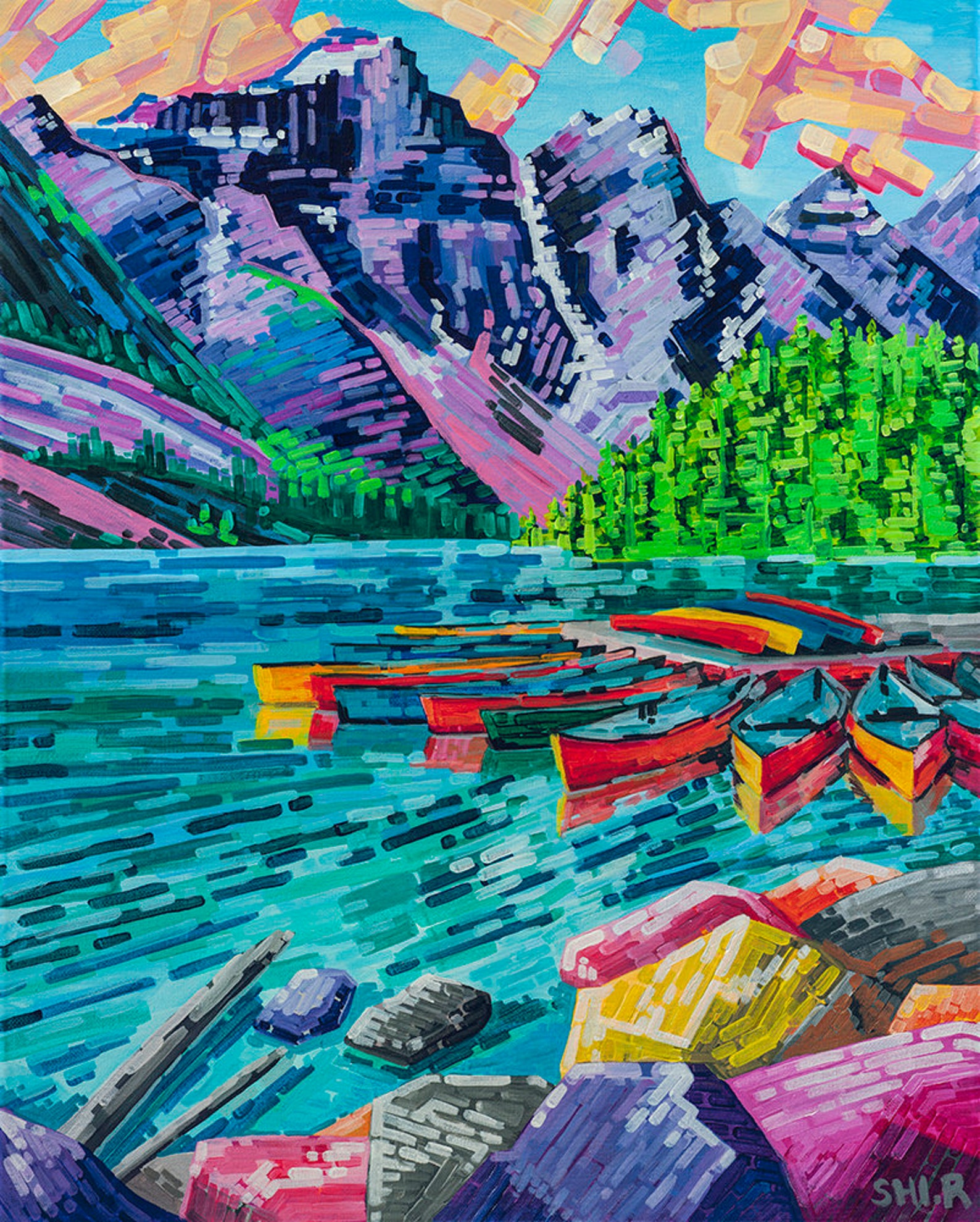 Banff Mountain Wall Art Canadian Landscape Painting Print Etsy