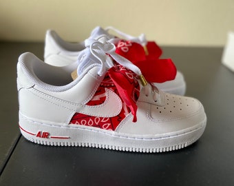 air force 1 red bandana shoes