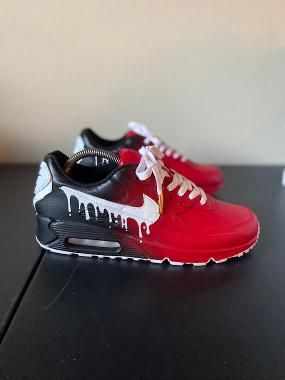 Custom Airmax Red and Black Fade Design With White Drip 