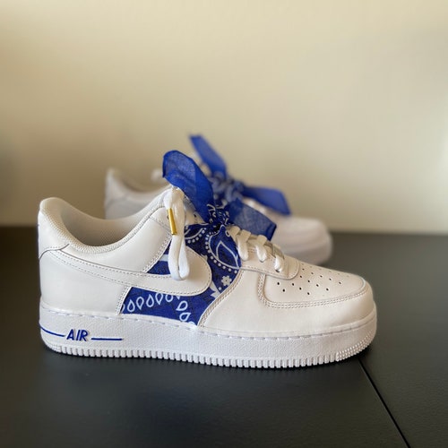 air force 1 blue bandana shoes