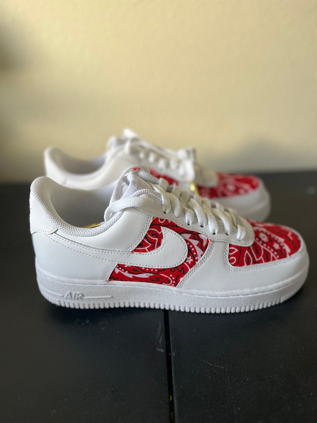 custom air force 1 red bandana