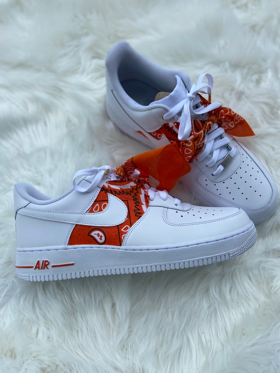 Nike Air Force 1 White Custom 'Orange Bandana' Edition