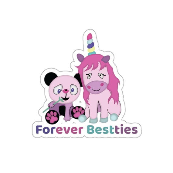 Cute Best Friends Die-Cut Stickers, Kids Decor, Gifts for Friends, Cute Panda & Unicorn Stickers, Fun Party Favors