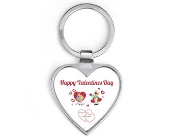 Valentine Heart Keychain, Happy Valentine’s Day Key Ring, Love Gift for Him or Her, Romantic Keepsake Keychain