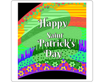 Happy Saint Patricks Day Sticker, Colorful Rainbow Shamrock Decal, Irish Holiday Gift, Lucky Clover Vinyl Sticker