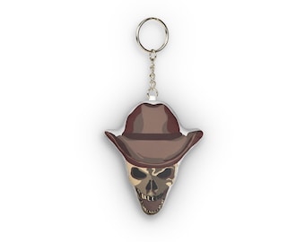 Western Skull Plush Keychain, Cowboy Skull Key Ring, Gothic Western Bag Charm, Soft Skull Keychain, Dark Western Gift,  Cowboy Accessory