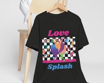 Love Splash Graphic T-Shirt – Colorful Heart Art Tee, Trendy Aesthetic Shirt, Valentine Streetwear Top, Gift for Her or Him