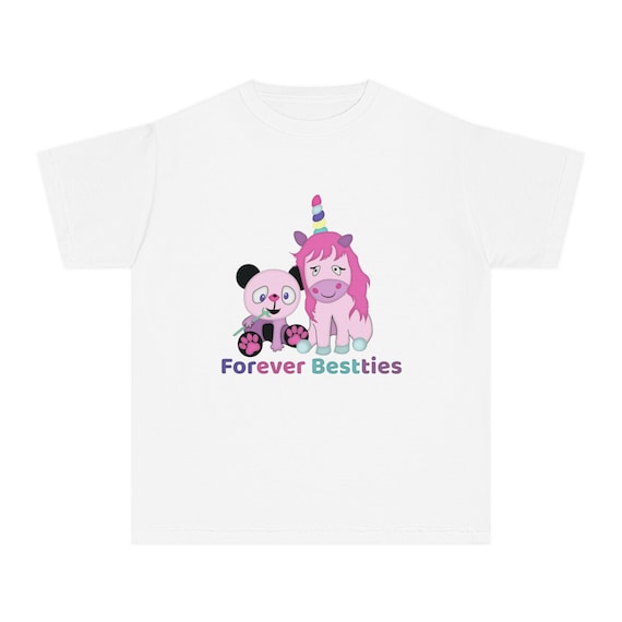 Forever Bestties ,Youth Middleweight Tee, Unicorn and Panda love, Best Friends