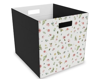 Floral Storage Box Organizer, Decorative Flower Storage Bin, Cottagecore Cube Organizer, Botanical Shelf Bin, Feminine Home Decor Gift