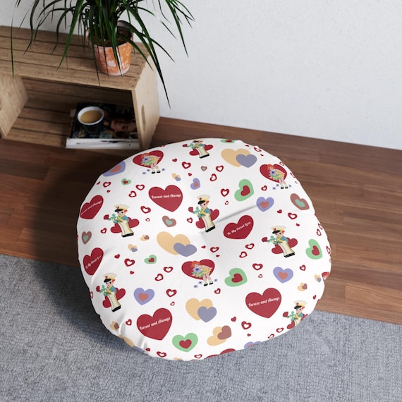 Valentine's Day Tufted Floor Pillow, Round - Cute Love Heart Decor, Cozy Seating, Gift for Couples, Home Accent, Adorable Living Room [...]