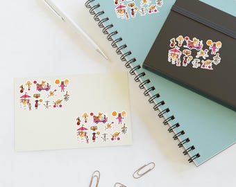 Circus Dog Stickers, Cute Animal Sticker Set, Fun Vinyl Dog Decals for Laptops, Water Bottles, and Planners